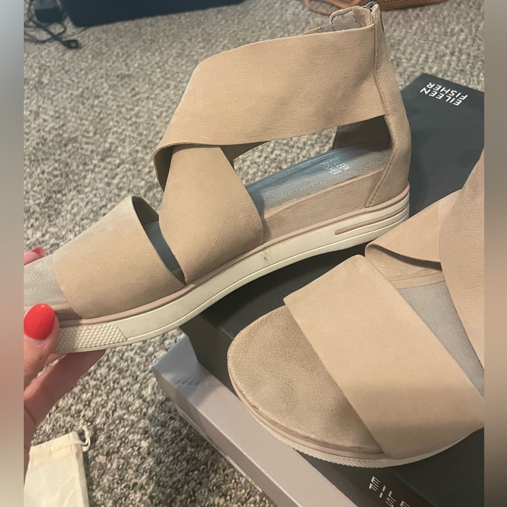 eileen fisher sport -stone tumbled nubuck sandals.